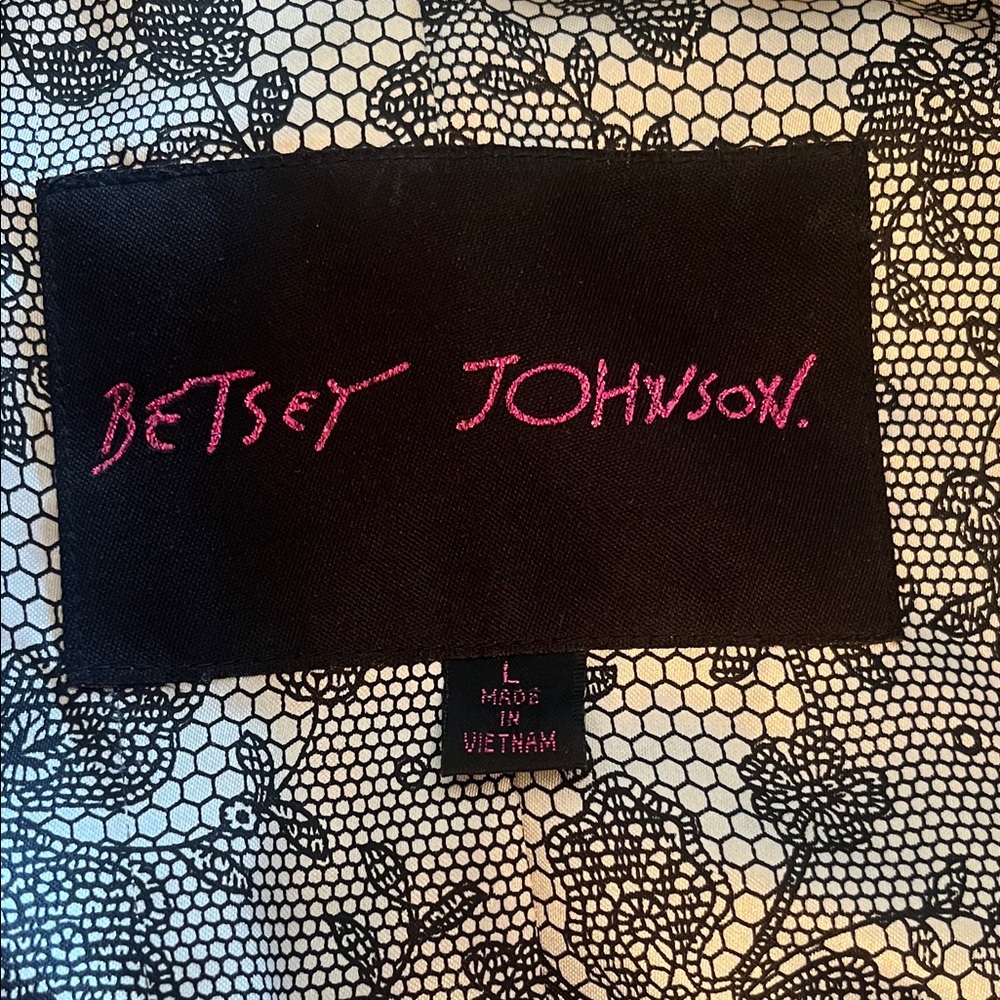Betsey Johnson Black Trench Coat with Heart Buttons - Picture 2 of 13